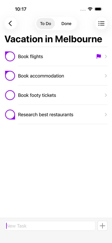 Notions on iPhone with a Vacation in Melbourne checklist