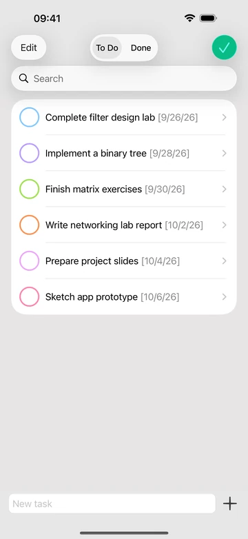 Student Timetable on iPhone showing homework tasks and due dates