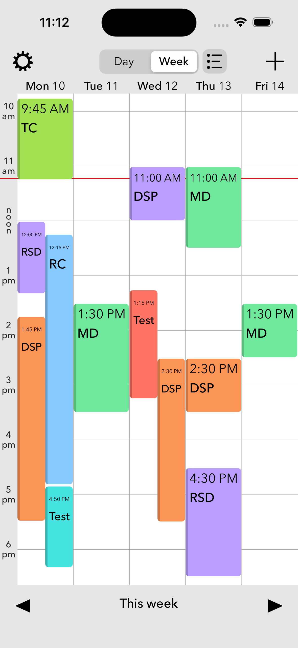 Student Timetable iOS Screenshot
